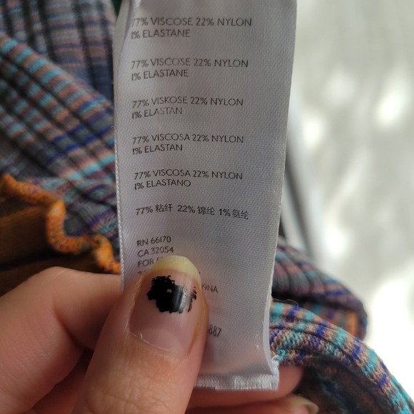 Urban Outfitters Patchwork Ribbed Knit Crop Top Long Flare Sleeve Multicolor S - Picture 6 of 6